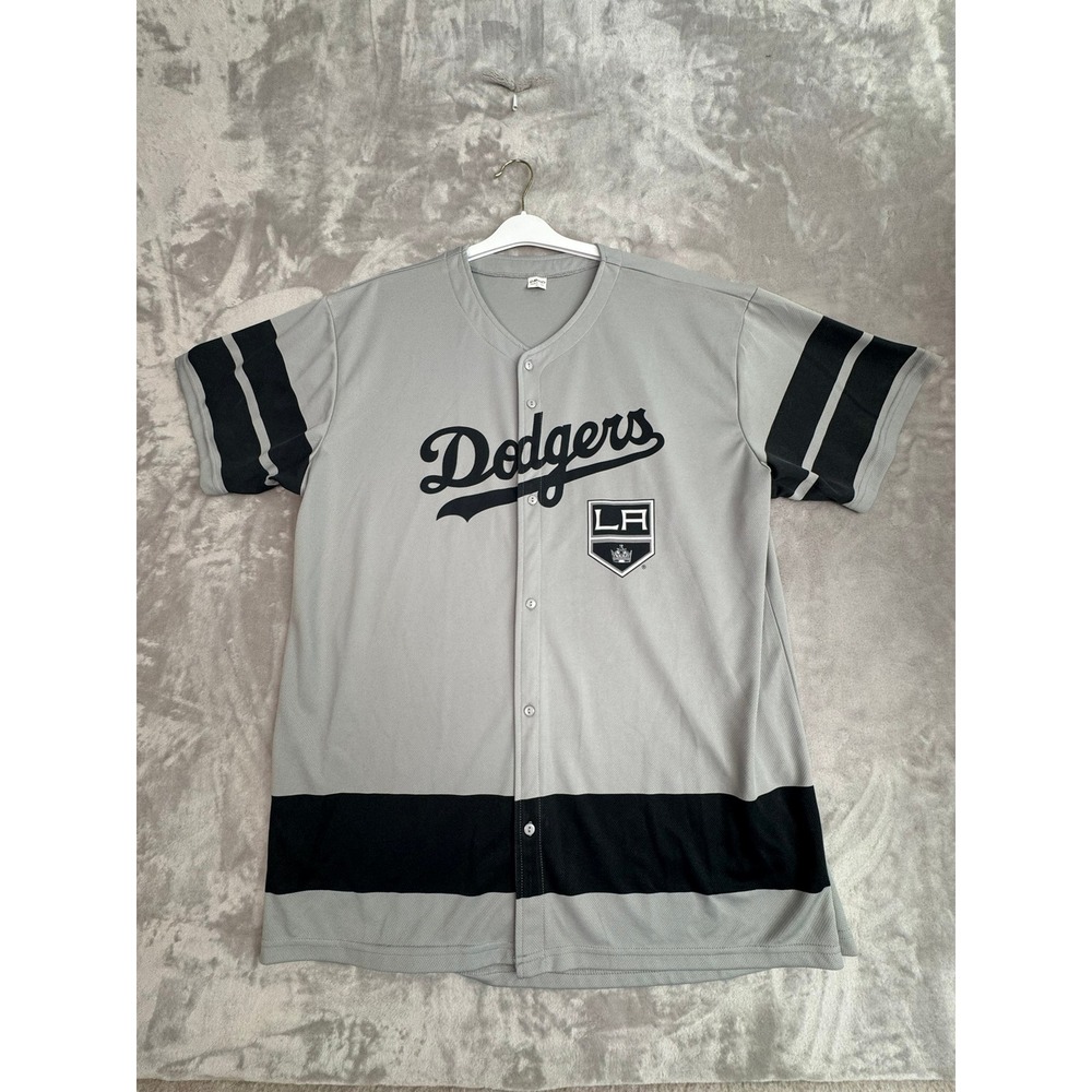 Mens LA Dodgers Kings Combo Baseball Jersey XL Gray Black‎ Athletic